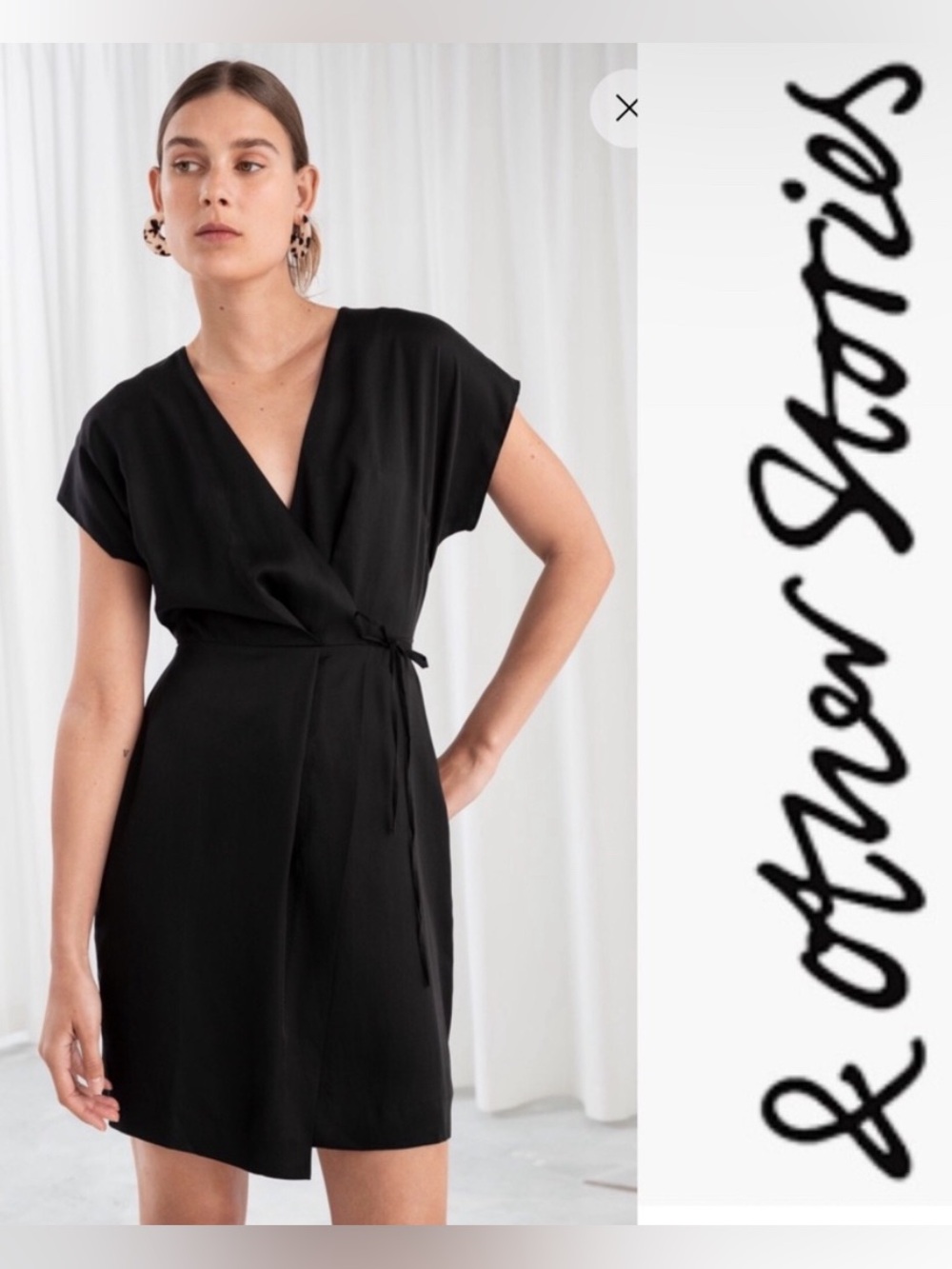 & Other Stories Black Wrap Dress Size 4 US
